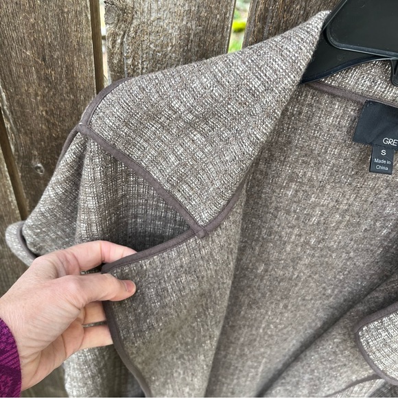 Greylin Anthropologie Wool Blend Brown Woven Short Sleeve Open Cardigan Sz S - Picture 6 of 14